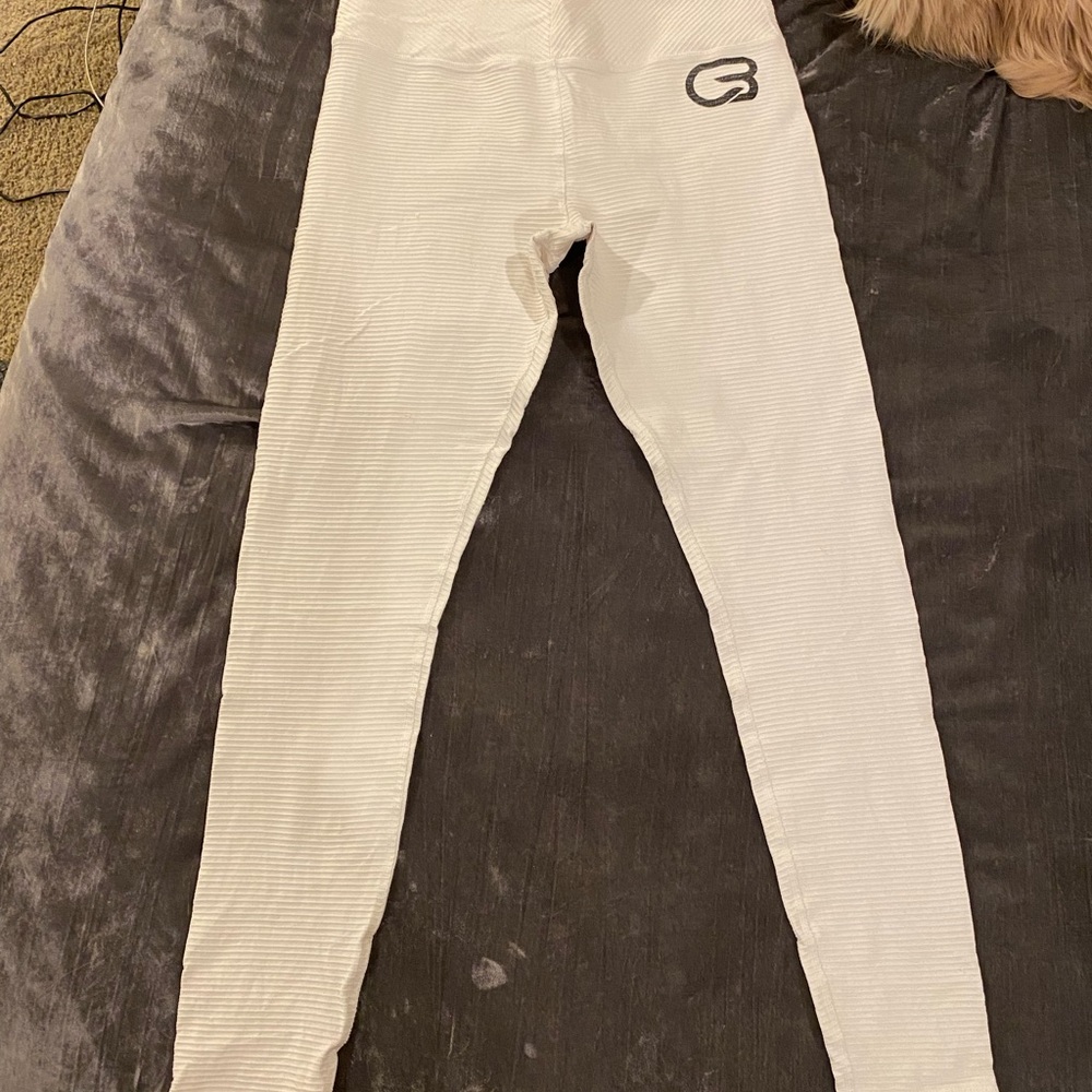 Glyder white textured CycleBar branded leggings